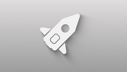 rocket icon isolated on grey background. shadow on background move.  4K Video motion graphic animation