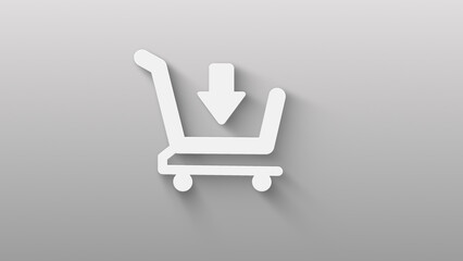 click shoping. shoping icon isolated on grey background. shadow on background move.  4K Video motion graphic animation