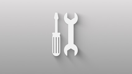 tools icon isolated on grey background. shadow on background move.  4K Video motion graphic animation