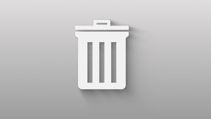 Delete button. Recycle bin. Garbage bin sign. Recycle basket icon isolated on grey background. shadow on background move.  4K Video motion graphic animation