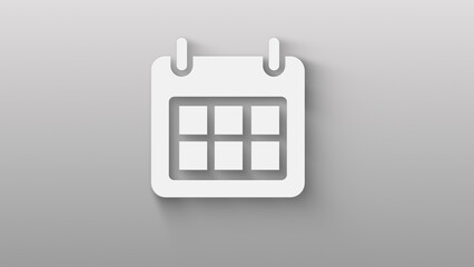 Calendar icon isolated on grey background. shadow on background move. 4K Video motion graphic animation