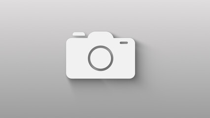 camera icon isolated on grey background. shadow on background move.  4K Video motion graphic animation