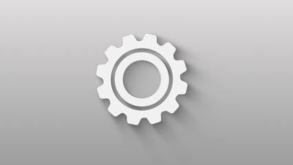 Cog icon isolated on grey background. shadow on background move.  4K Video motion graphic animation