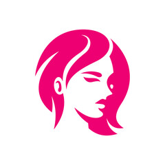 Beauty woman head silhouette logo. Woman face, hair vector icon