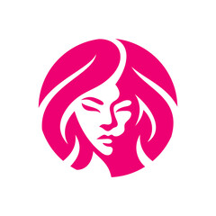 Beauty woman head silhouette logo. Woman face, hair vector icon