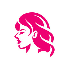 Beauty woman head silhouette logo. Woman face, hair vector icon