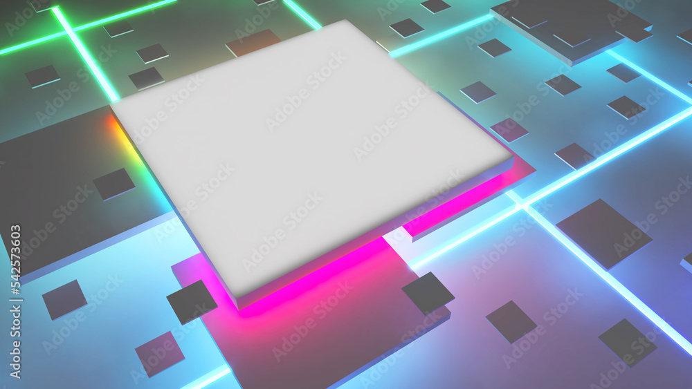 Poster abstract background square shape neon light,geometric background,square shape abstract technology di