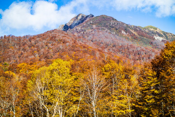 長野県小谷村から秋の雨飾山を眺めます