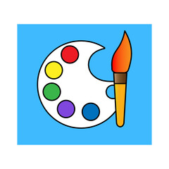 Paint brush cartoon in flat style. Concept art. Vector illustration. stock image. 