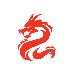 Tribal dragon silhouette logo design, dragon vector icon