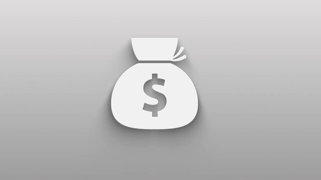 Animated Coin Dollarmoney. money icon isolated on grey background. shadow on background move.  4K Video motion graphic animation