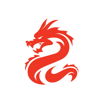 recommend clip art: Tribal dragon silhouette logo design, dragon vector icon