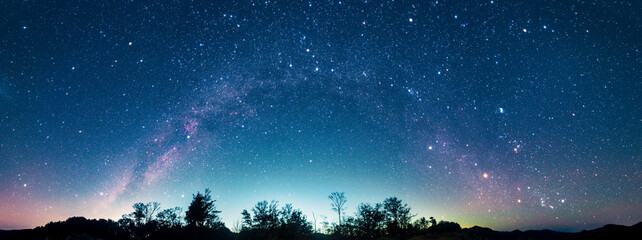 冬の星座と天の川アーチ