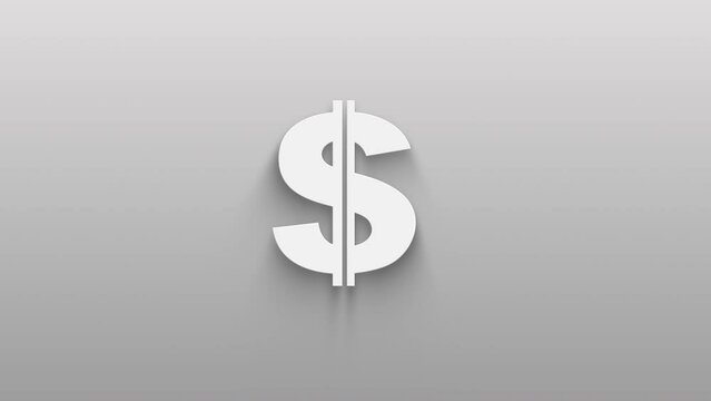 Animated Coin Dollarmoney. money icon isolated on grey background. shadow on background move.  4K Video motion graphic animation