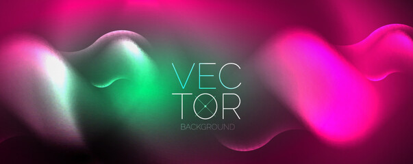 Neon glowing waves, magic energy space light concept, abstract background wallpaper design