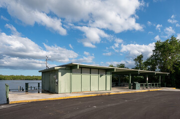 West Lake picnic area and rest rooms in Everglades National Park, Florida on sunny autumn afternoon..