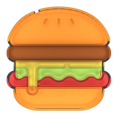3d render of hamburger in plastic and transparent material. Icon for fast food business