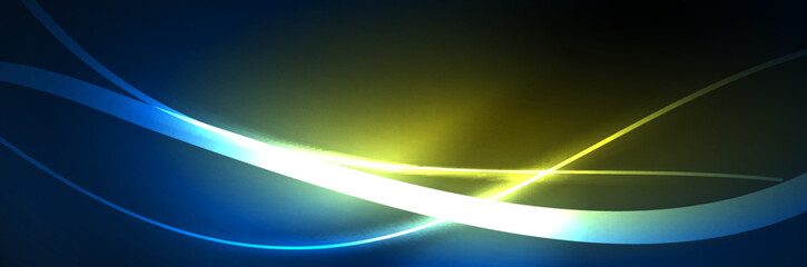 Blue neon glowing lines, magic energy space light concept, abstract background wallpaper design