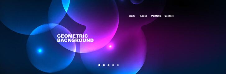 Neon glowing bubbles, circles magic energy space light concept, abstract background wallpaper design