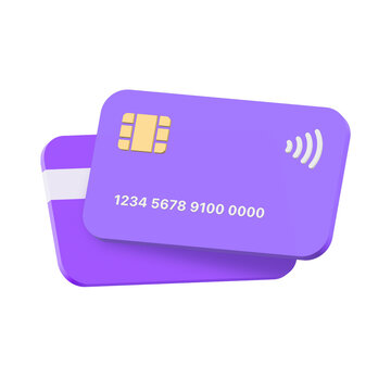 3d credit card icon for contactless payments, online payment concept. 3d render illustration