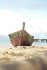 wooden boat by the beach with great view