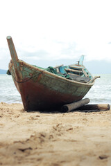 wooden boat by the beach with great view