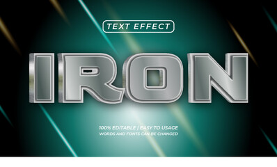 Iron text effect style with metal bold 3D concept