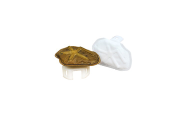 Old and new filters comparison , fuel strainer of car fuel pump , object isolated with clipping...