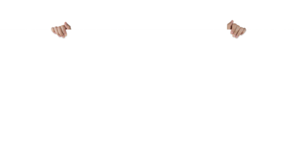 Woman's hand holding a blank sign raised up to cover a model on a pierced background.