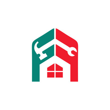 logo icon letter FF house handyman real estate stock vector