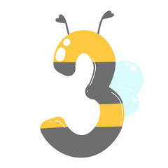 Number illustration bee and honey.