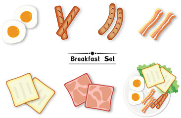 set of icons for food , illustration for breakfast