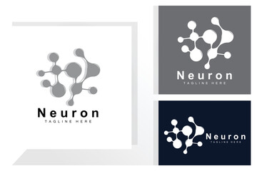 Fototapeta na wymiar Neuron Logo Design Vector nerve cell illustration Molecular DNA health brand