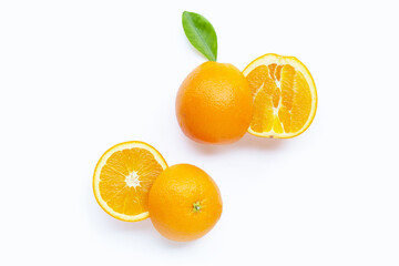 High vitamin C, Juicy and sweet. Fresh orange fruit  on white.