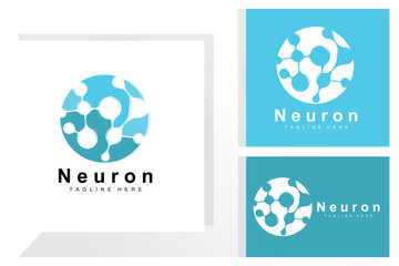 Obraz premium Neuron Logo Design Vector nerve cell illustration Molecular DNA health brand