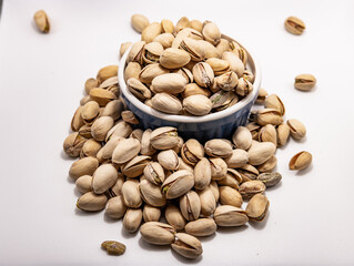 Closeup shot of Pistacias in a bunch