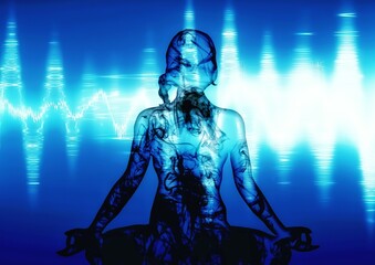 Fototapeta na wymiar Silhouette illustration of a woman meditating