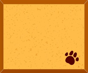 フレーム付きコルクボード2　肉球スタンプ　ブラウン