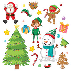 Set of Christmas elements and objects