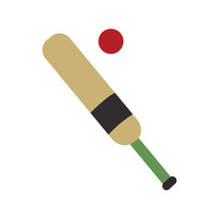 Bat and red cricket ball vector - Cricket icon. 