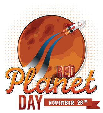 Red planet day poster template