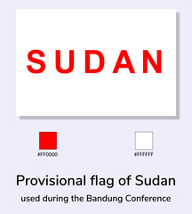 Vector Illustration of Provisional flag of Sudanused during the Bandung Conference flag isolated on light blue background. Illustration Sudan flag with Color Codes