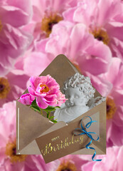 Красивая открытка с днем рождения для женщины или девочки с цветами