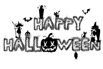 Happy Halloween typography Silhouette 