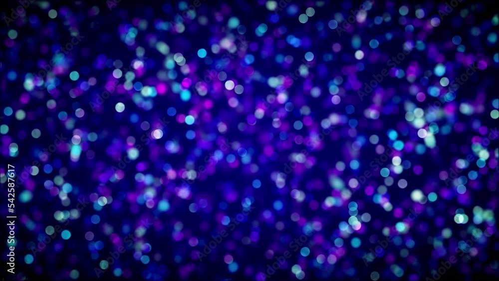 Poster abstract artistic motion dark blue purple white shiny blurry focus small sparks bokeh circles random