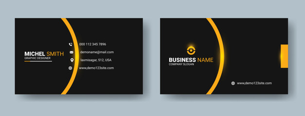 black dark light orange professional, modern business card design vector