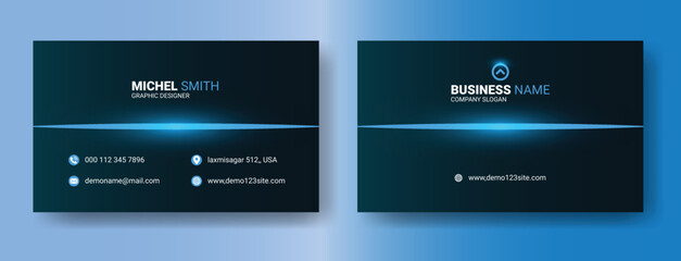Creative blue lighting business card template design