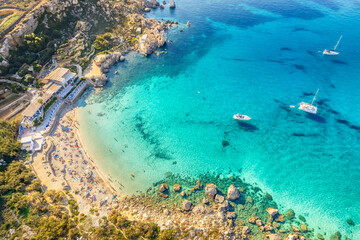 Landscape with Paradise bay beach, Malta - obrazy, fototapety, plakaty