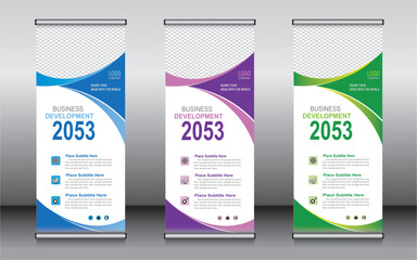 Roll up banner template design, banner, layout, advertisement, pull up, polygon background, vector illustration, business flyer, display, x-banner, flag-banner, Info graphics, presentation.