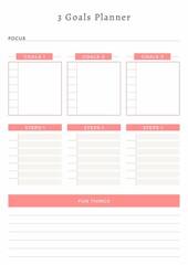 3 Goals Planner Sheet